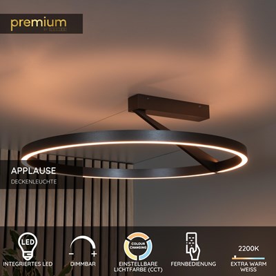Lucide APPLAUSE - Deckenleuchte - Ø 60 cm - LED Dim. - CCT - 1x40W 2200K/4000K - Grauguss | Premium